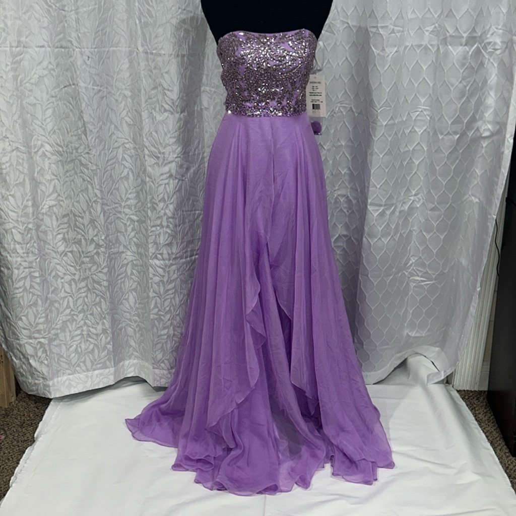 Prom/ Bridsmaid Purple Of The Sholder Flowy Dress Sheri Hill Nwt